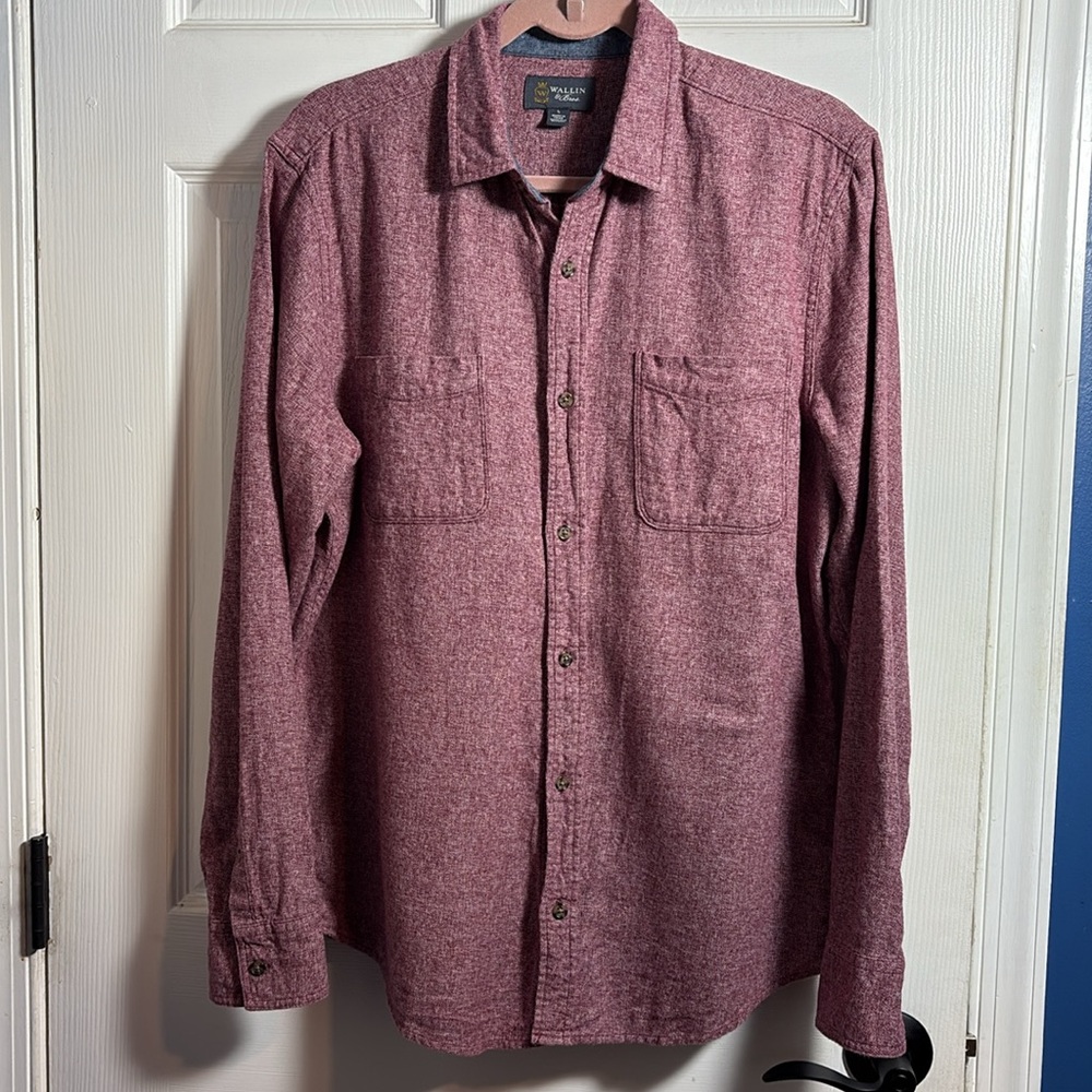 Wallin & Bros Burgundy Maroon Red Button-Up Shirt Large